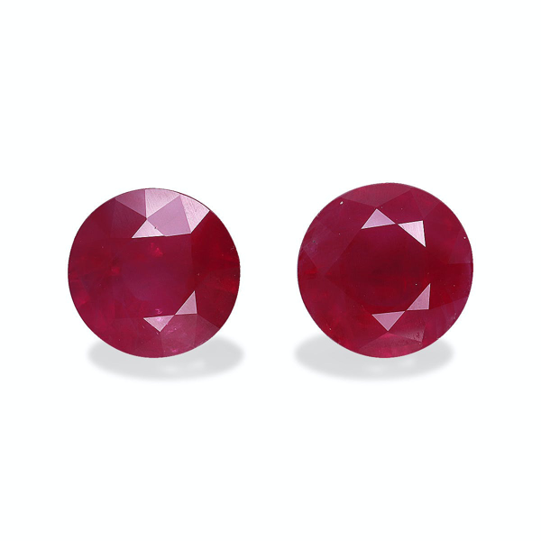 Rose Red Burma Ruby 3.92ct - 7mm Pair (WC8941-20)