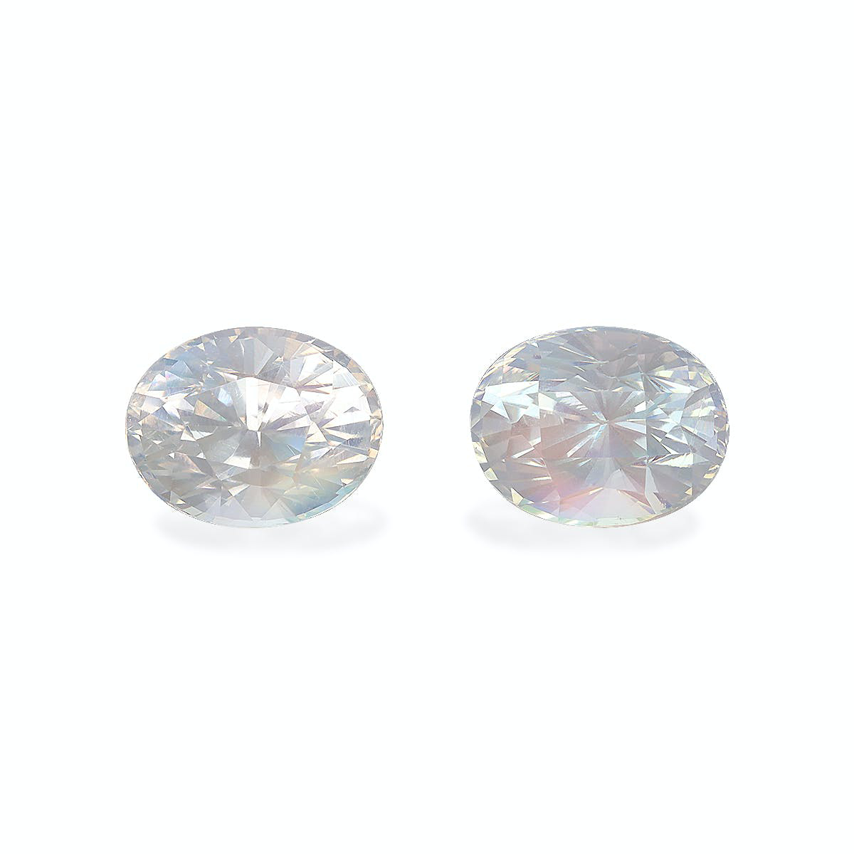 White Rainbow Moonstone 7.18ct - 10x8mm Pair (RM0066)