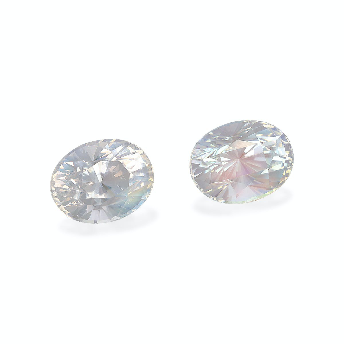 White Rainbow Moonstone 7.18ct - 10x8mm Pair (RM0066)